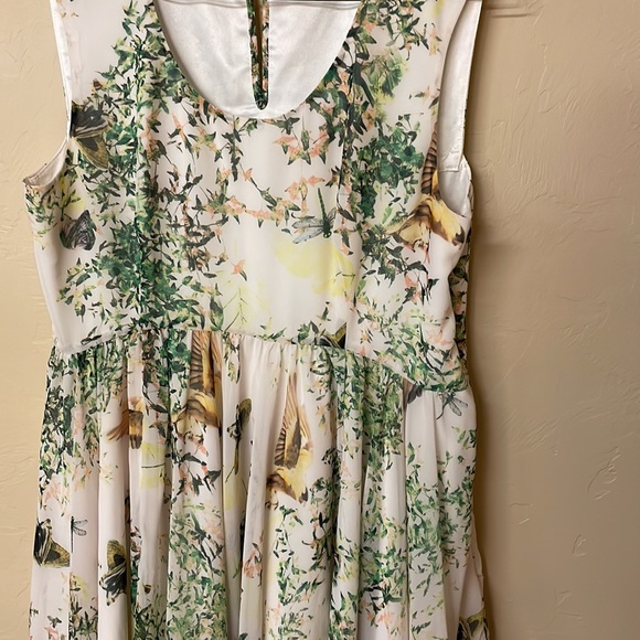 Ted Baker Liano Dancing Leaves Bird Butterfly Dragonfly Print A-Line Dress 8 - Picture 5 of 9